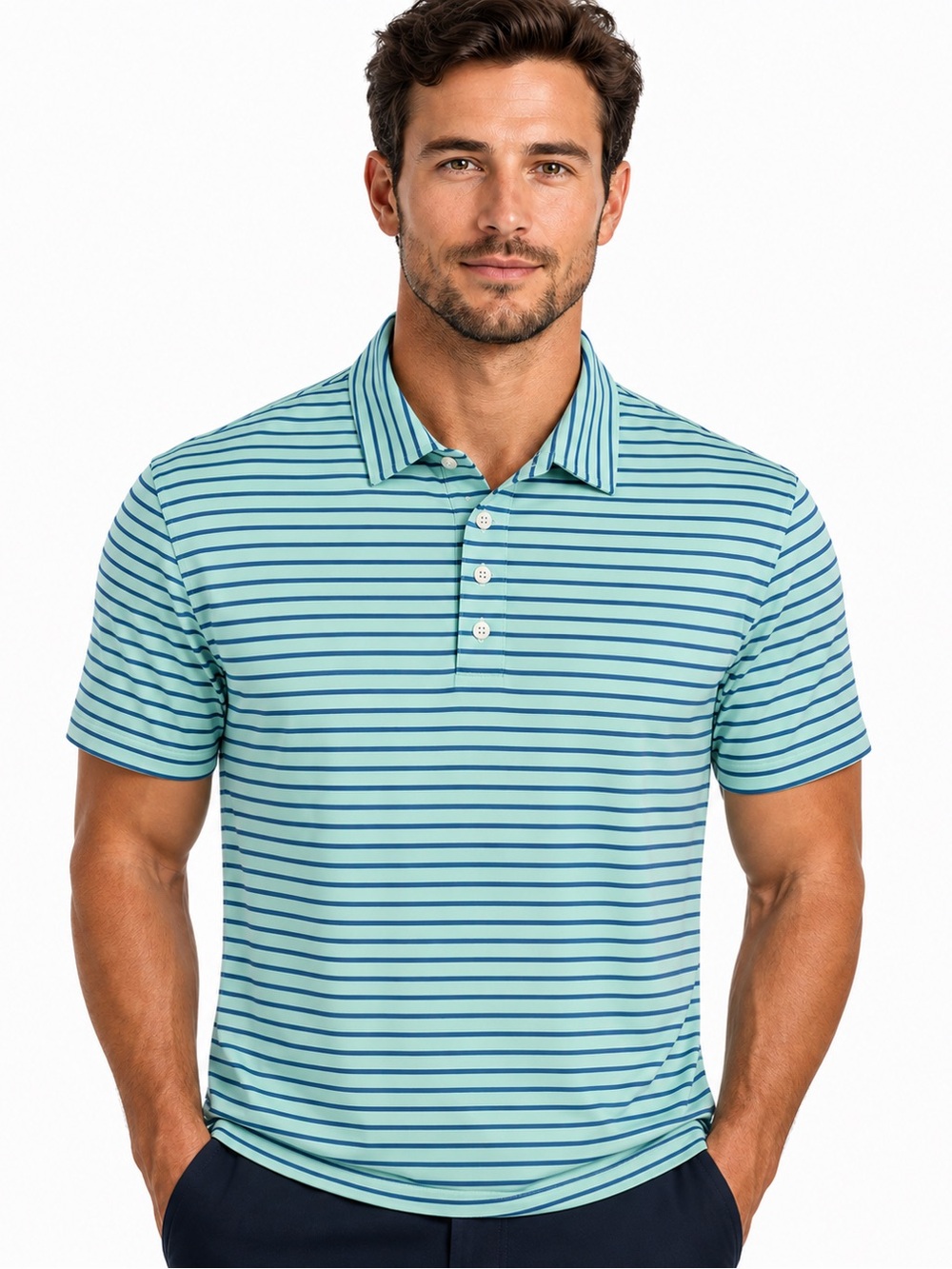 JOHNNIE-O /// Men's Striped Textured Polo - L